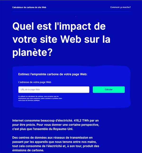 Quel est l’impact de votre site Web sur la planète?